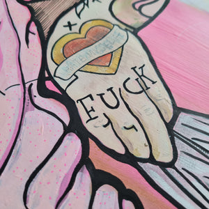 Painting close up hand tattoo art print sheffield sara prinsloo